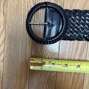 Neiman Marcus Womans Black Leather Thick‎  Woven Belt - Size 30